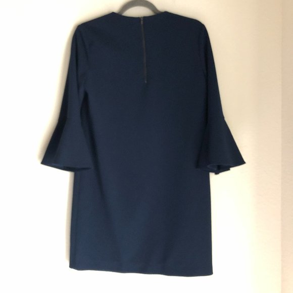 Tibi Bell Sleeve Navy Mini Dress Size 4 EUC - Picture 3 of 4